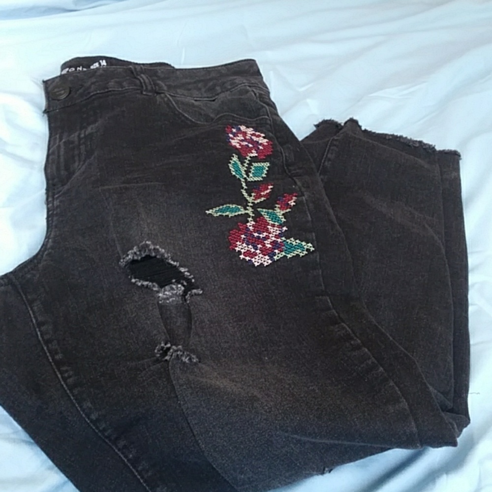 Cross stiched black pants